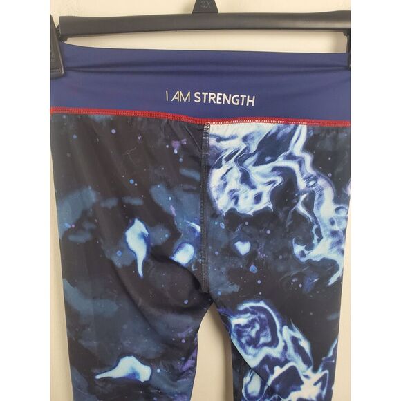 Superman Her Universe Athletic Capri Medium Womens Blue Galaxy Print Skinny Leg - Picture 3 of 7